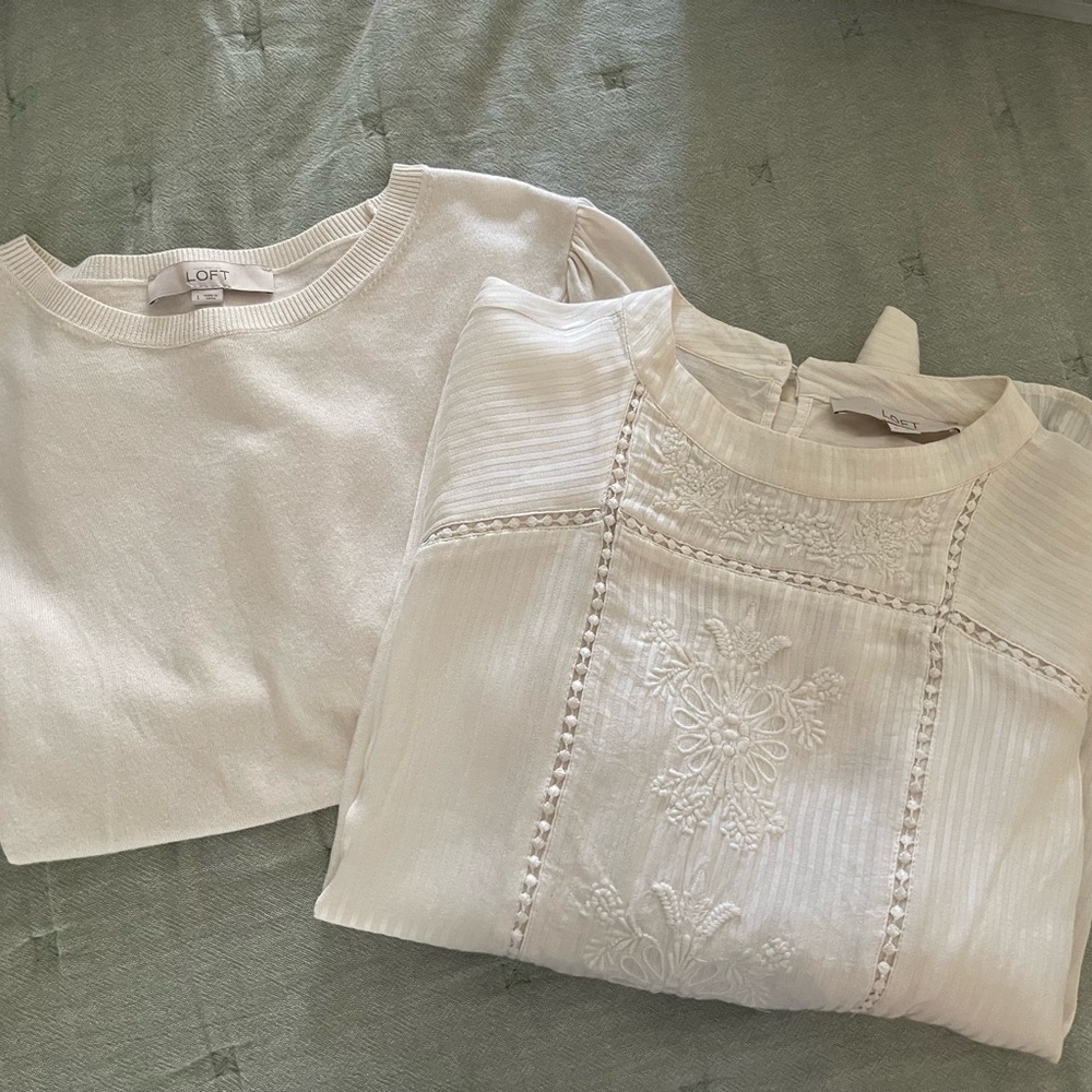 LOFT Cream Blouses LARGE